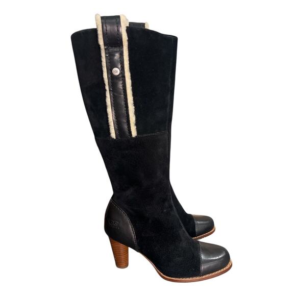 UGG Black and Cream Ankle Boots - Picture 2 of 9